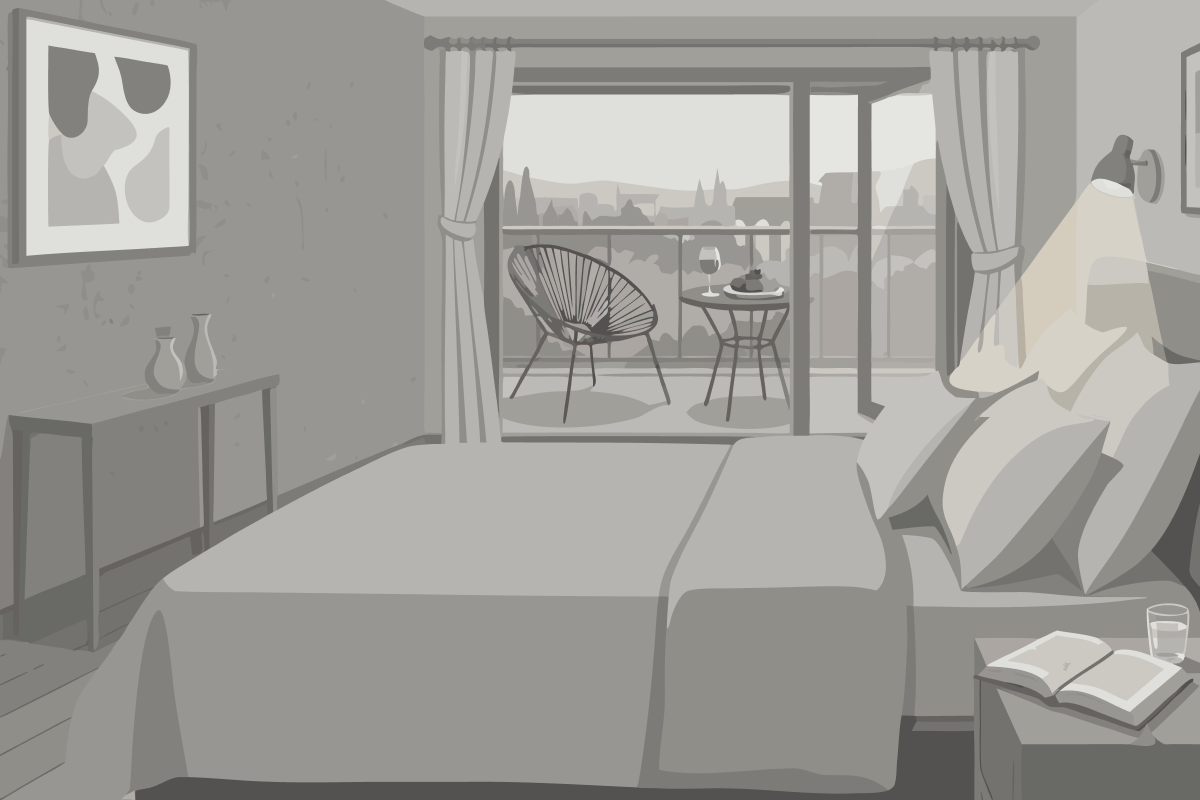 Suite für 2 Personen mit Kingsize-Bett und Bergblick
